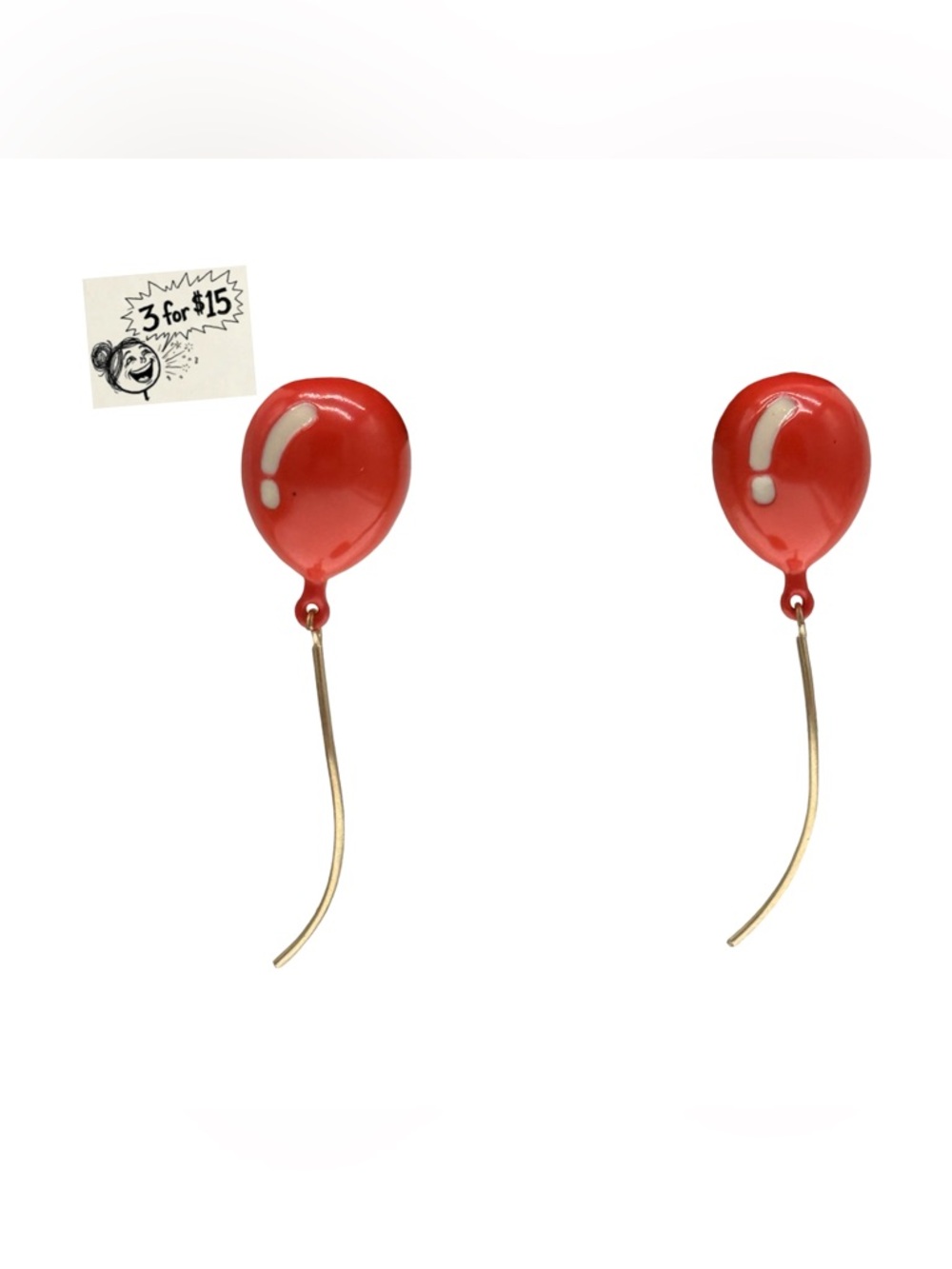 Red Balloon Dangle Earrings - Fun Kawaii Party Jewelry & Novelty Birthday Gift
